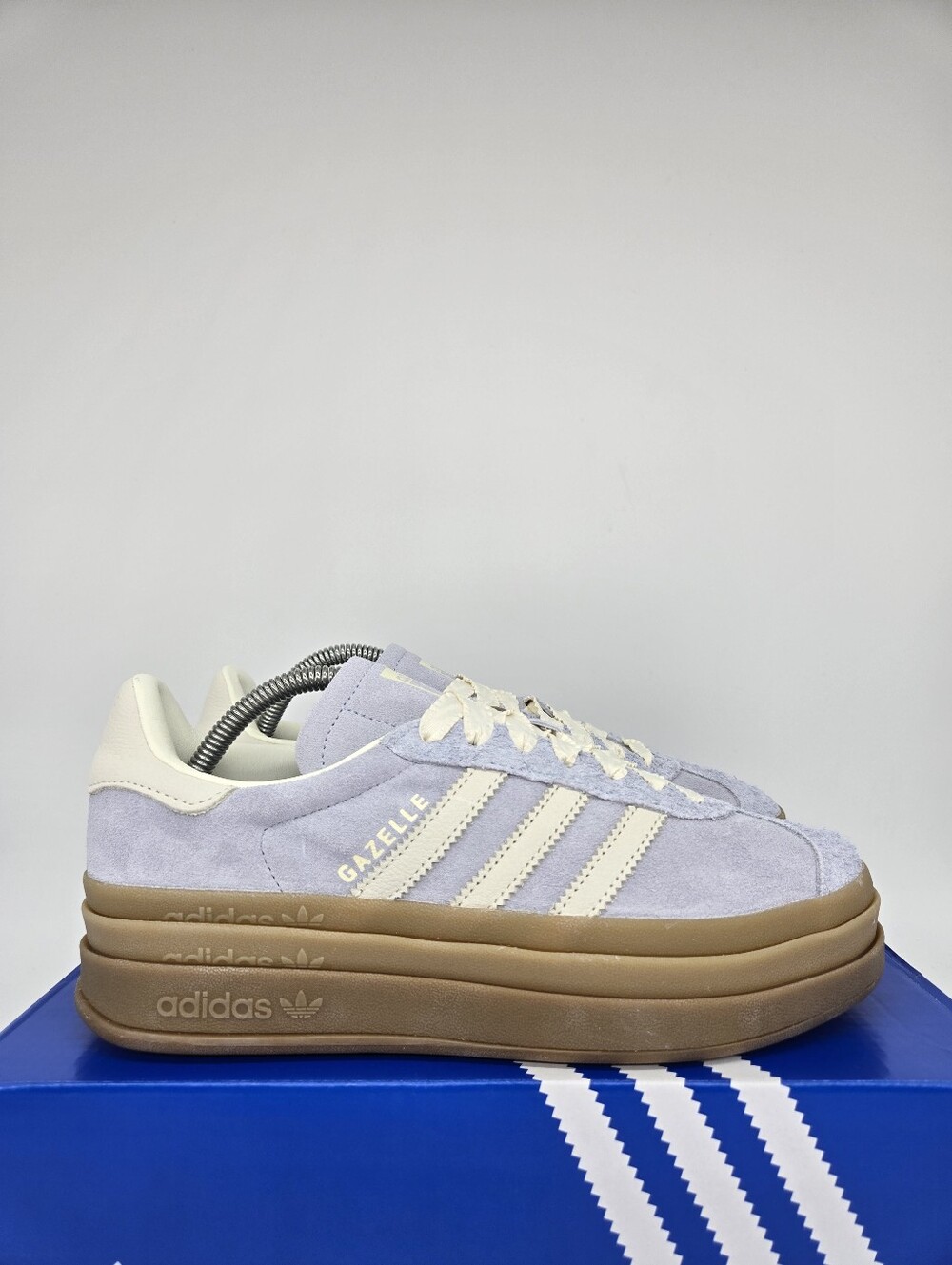 adidas Women's Gazelle Bold IH4210 Crystal Sky Chalk Pearl Shoes Size 8 - Picture 3 of 8